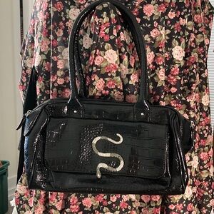 Paula Abdul Black Crocodile Handbag